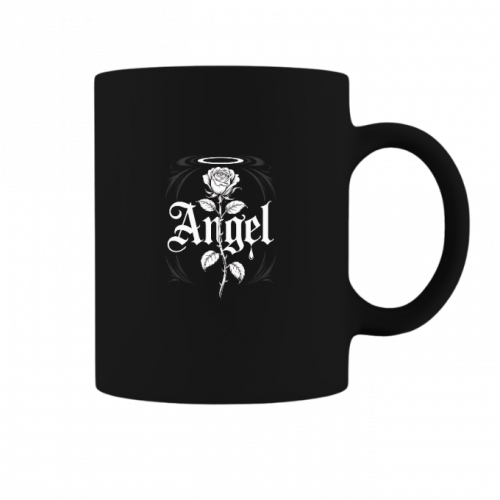 Angel Rose Floral Gothic Typography Design Mug