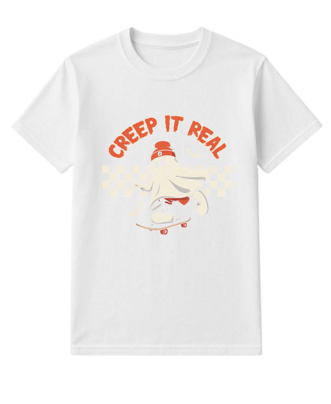 Creep It Real Funny Ghost Halloween Design T-Shirt - Image 3