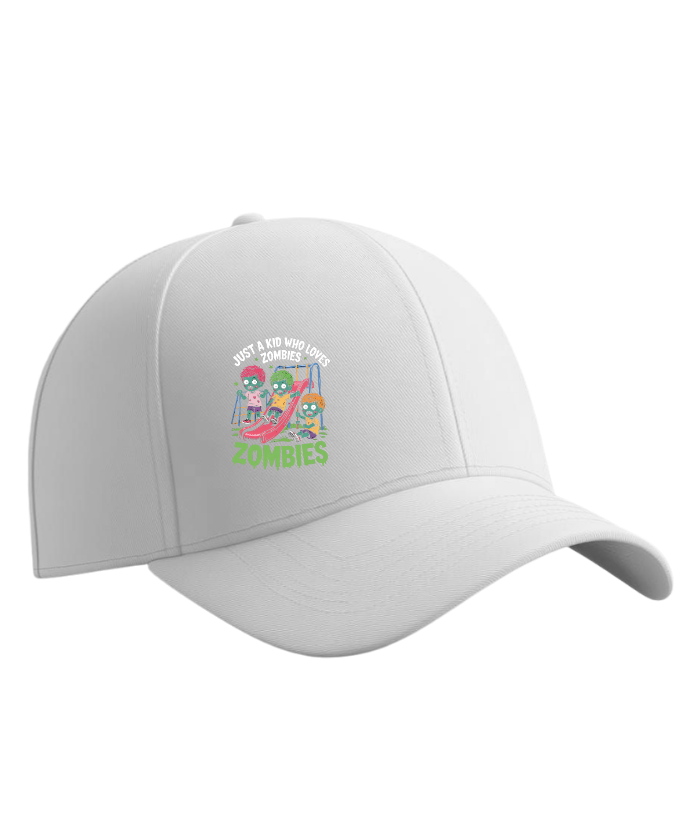 Just A Kid Who Loves Zombies Funny Cartoon Hat - Image 3