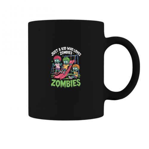 Just A Kid Who Loves Zombies Funny Cartoon Mug