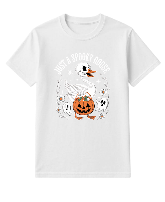 Just A Spooky Goose Halloween Pumpkin Design T-Shirt - Image 3