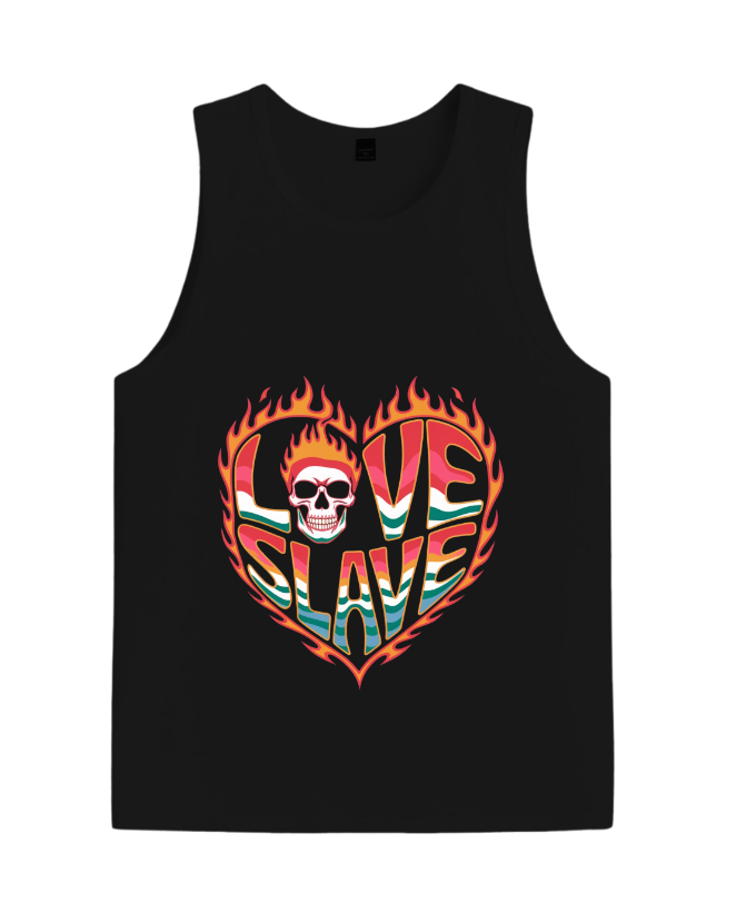 Love Slave Burning Heart Gothic Artwork Tank-Top - Image 3