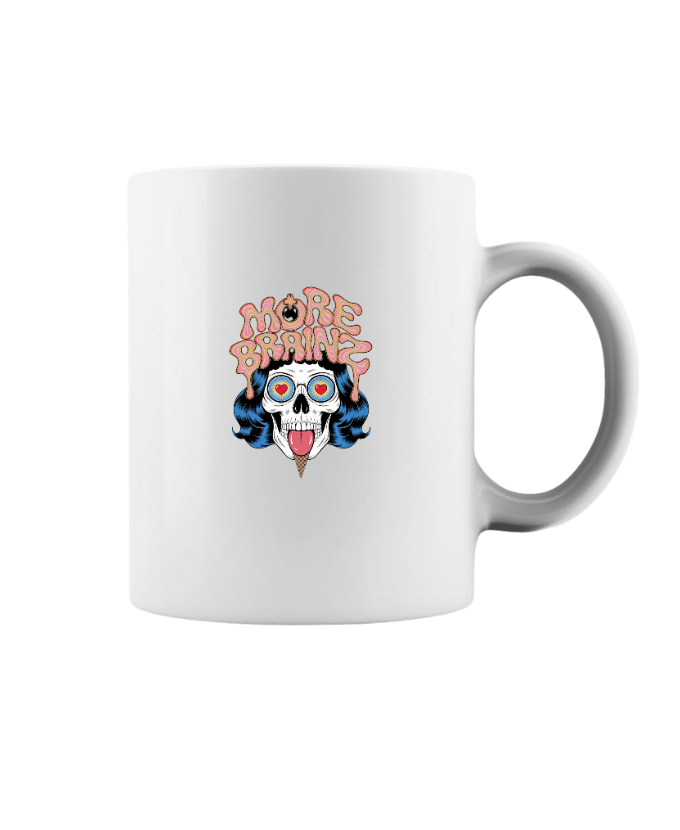 More Brains Zombie Head Cartoon Graphic Mug - Image 3