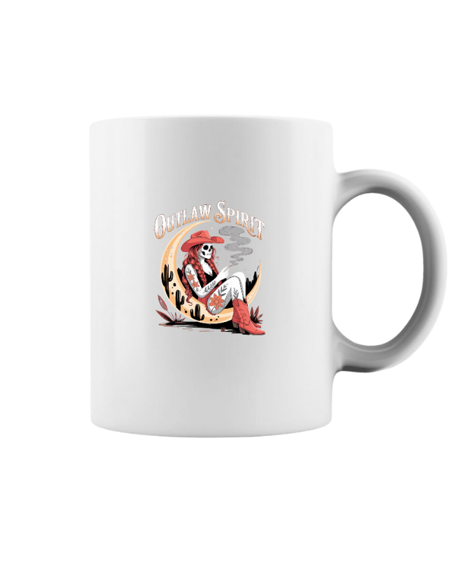 Outlaw Spirit Cowgirl Skeleton Western Style Mug - Image 3