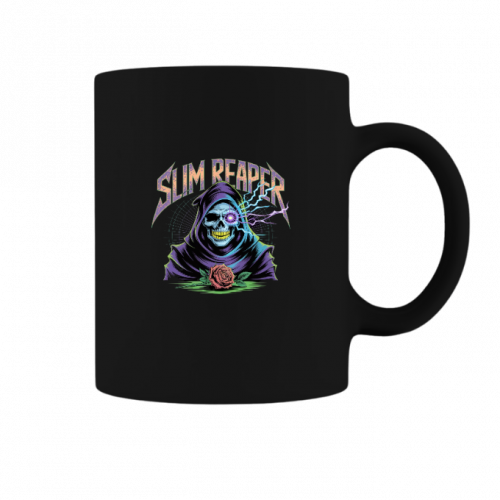 Slim Reaper Grim Reaper Skull With Lightning And Rose Artwork Mug