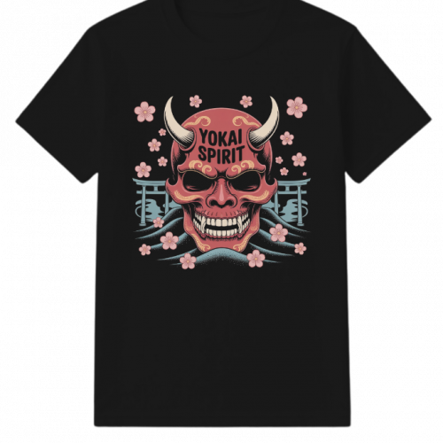 Yokai Spirit Red Demon Mask Japanese Style T-Shirt